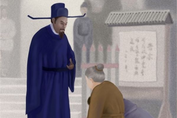 为防止奸吏借机敲诈勒索,包拯下令大开正门,百姓皆可亲至堂下,面呈诉状,直陈冤屈,一时府吏肃然。(羊妹/大纪元制图)
