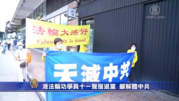 港法轮功学员十一声援退党 吁解体中共(视频)